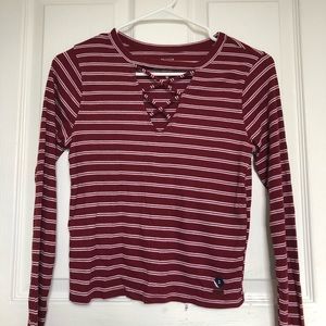Hollister striped crop long sleeve